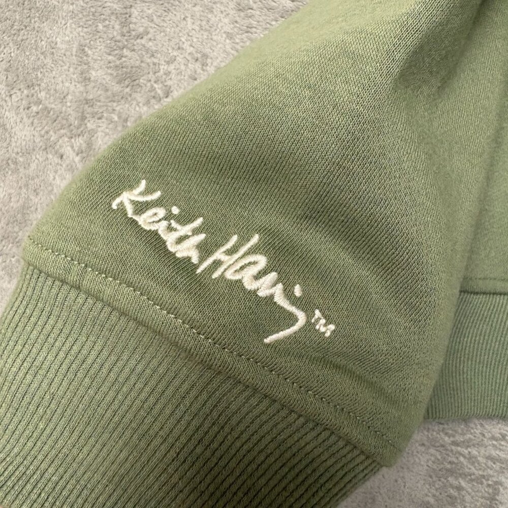 Keith Haring Men's M Olive Green Hoodie Sweatshirt Art Print K1193 - Picture 8 of 11
